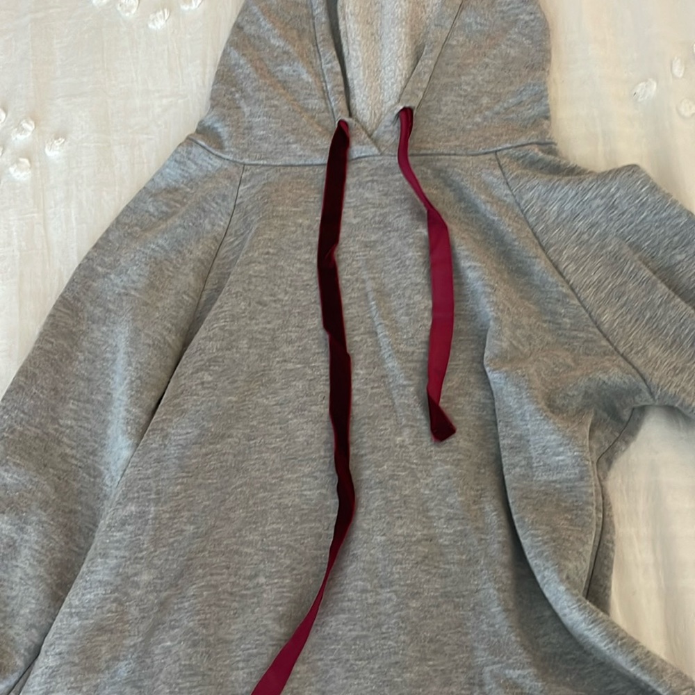 Grey hoodie with velvet detail sz S